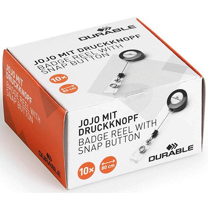 Durable Badge Reel, 850mm, Charcoal, Pack of 10