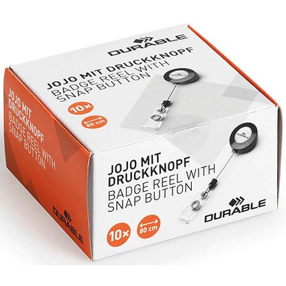 Durable Badge Reel, 850mm, Charcoal, Pack of 10