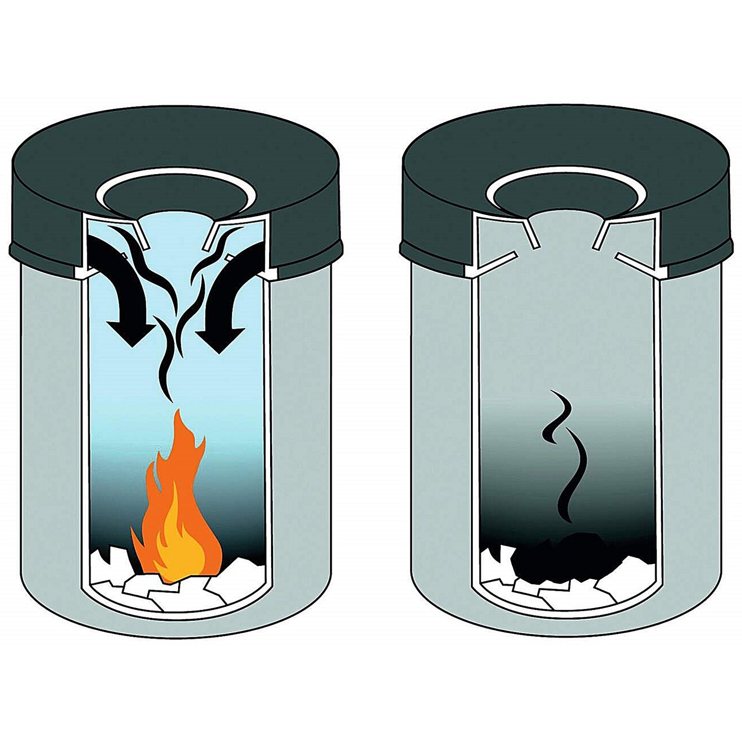 Durable Metal Waste Bin with Fire Extinguishing Lid, 30 Litre, Black