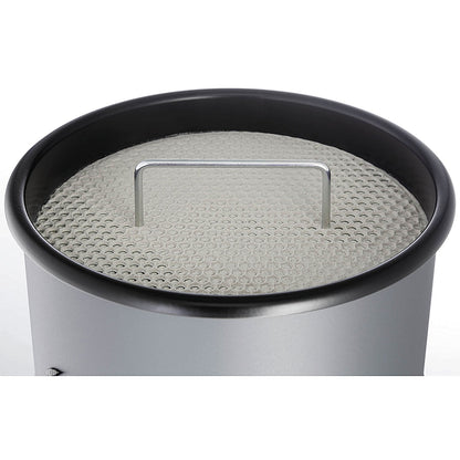 Durable Round Waste Bin with Ashtray, 17 Litre Bin and 2 Litre Ashtray, Silver
