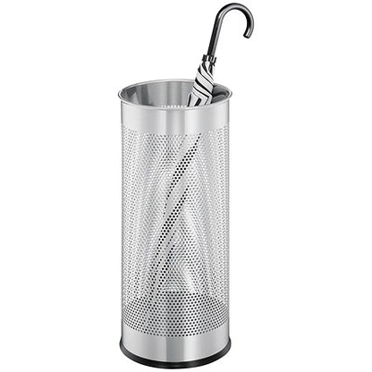 Durable Metal Umbrella Stand, 28.5 Litre, Round, Silver