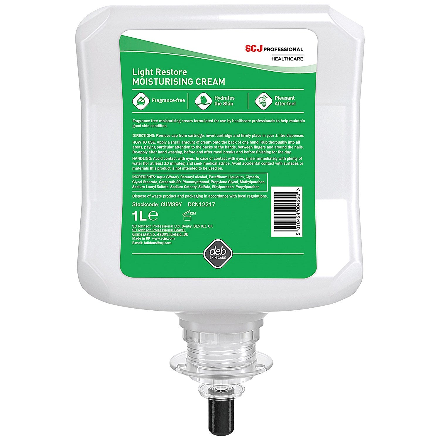 Deb Cutan Moisturising Hand Cream Cartridge, 1 Litre