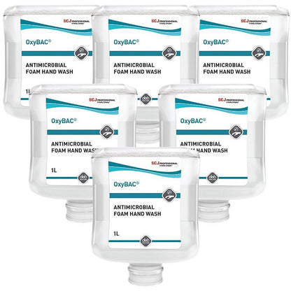 Deb OxyBAC Antibacterial Foam Hand Wash Cartridge, 1 Litre, Pack of 6