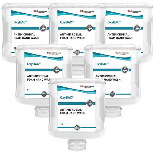 Deb OxyBAC Antibacterial Foam Hand Wash Cartridge, 1 Litre, Pack of 6