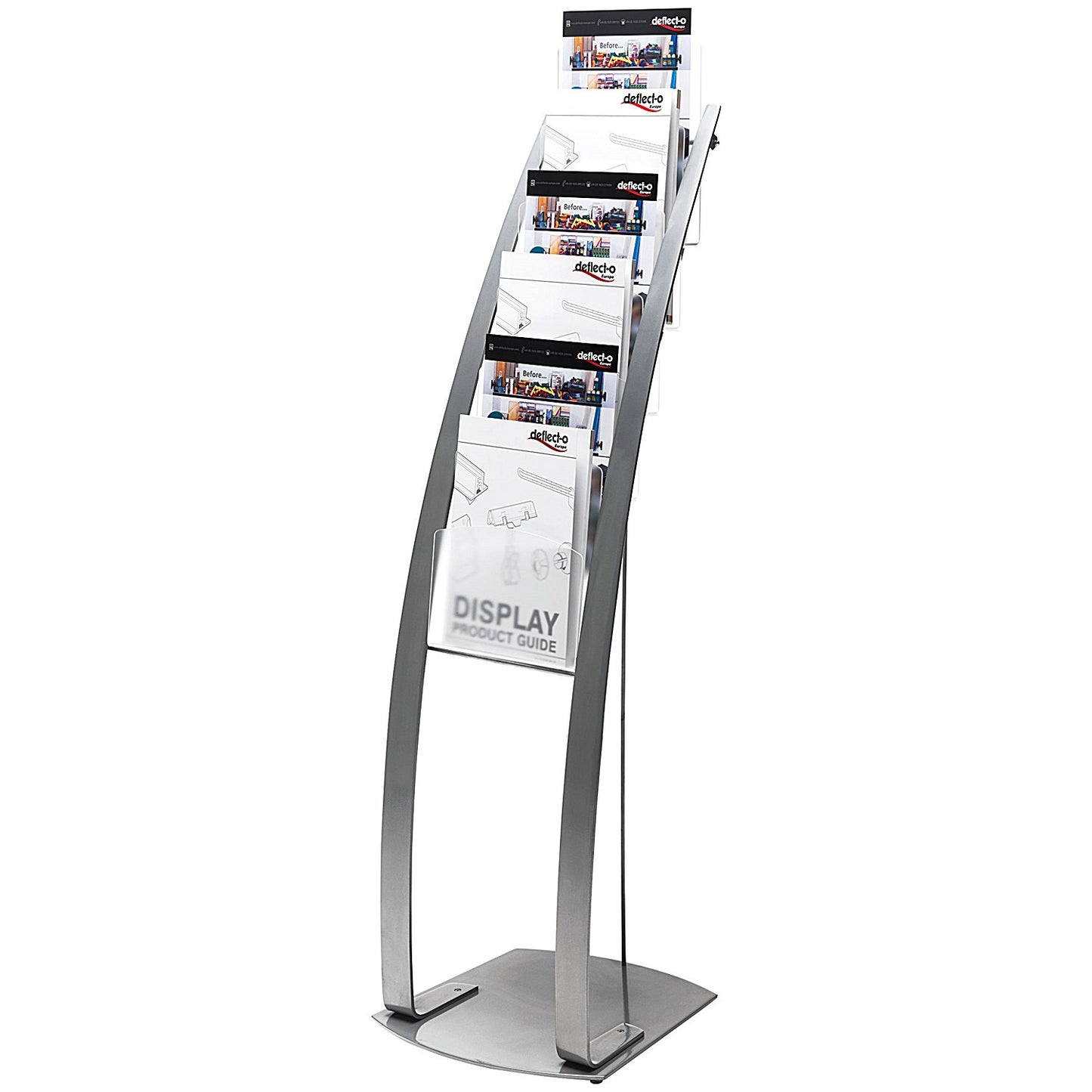 Deflecto Floorstanding Literature Display, 6 x A4 Pockets, Silver