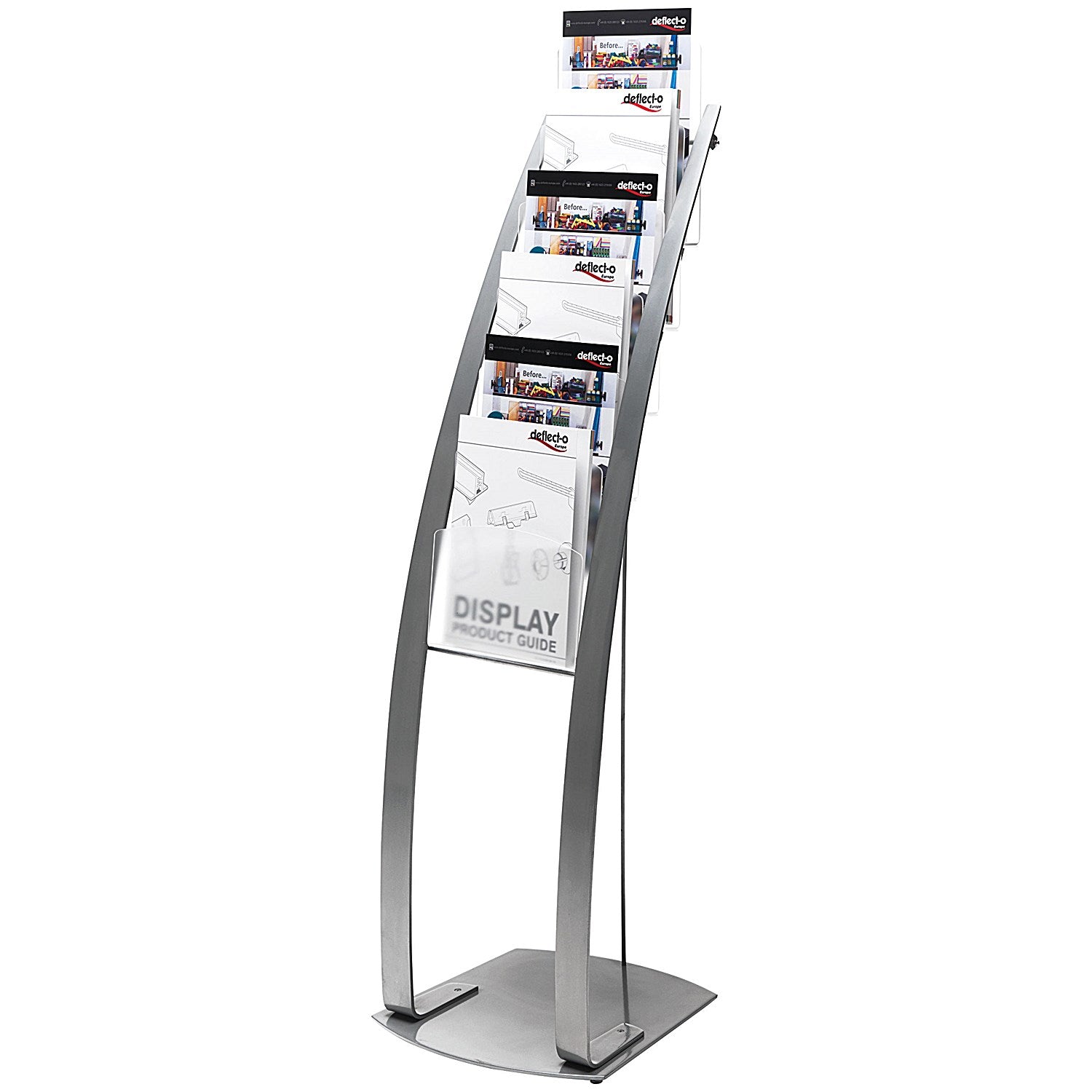 Deflecto Floorstanding Literature Display, 6 x A4 Pockets, Silver