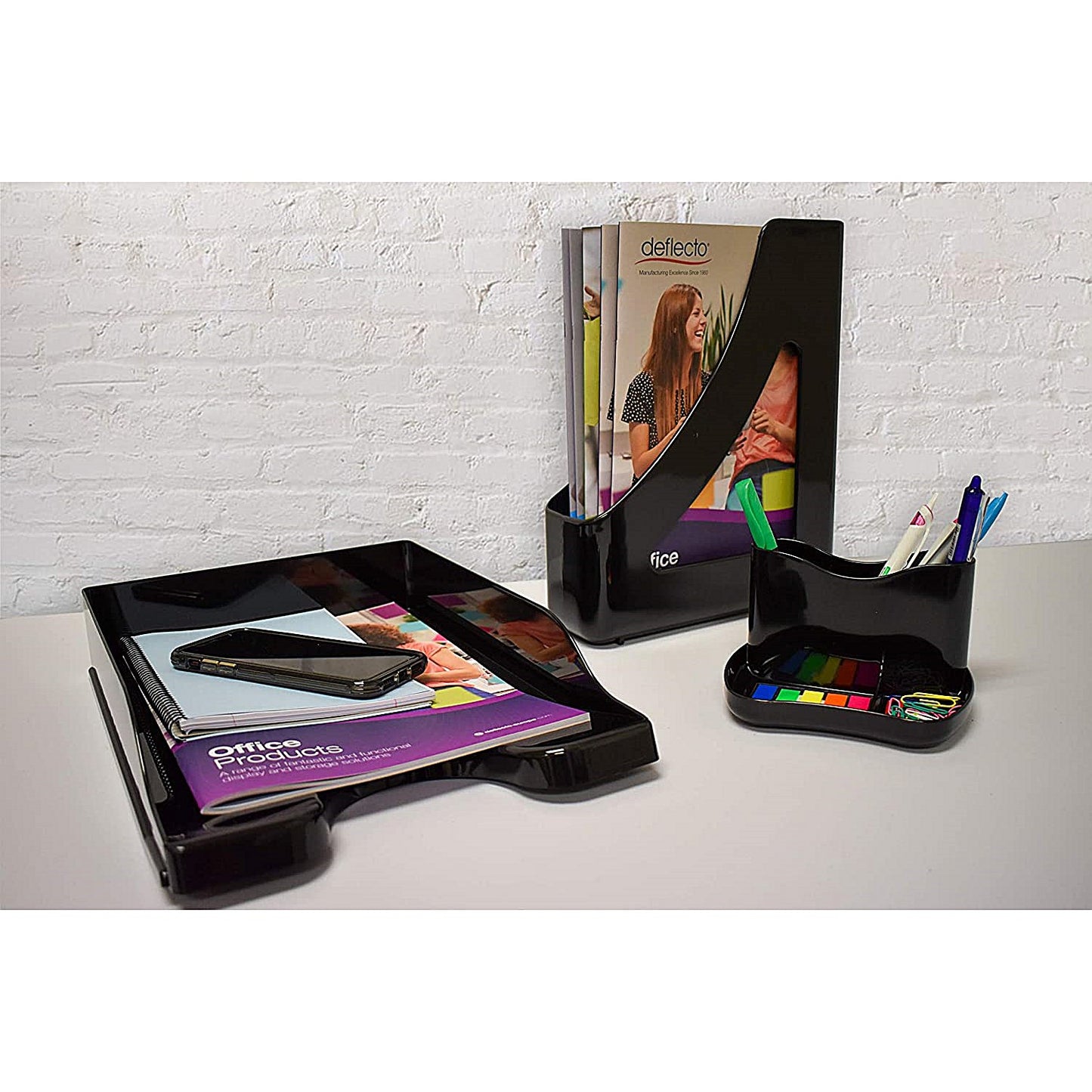 Deflecto SteriTouch Plastic Magazine File, Black