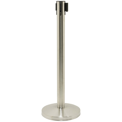 Securit Budget Barrier Pole Set with Retractable Belt Chrome/Black (Pack of 2)