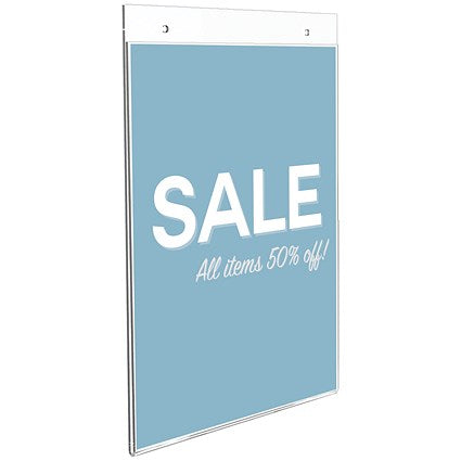 Deflecto Portrait Wall Sign Holder, A5, Clear