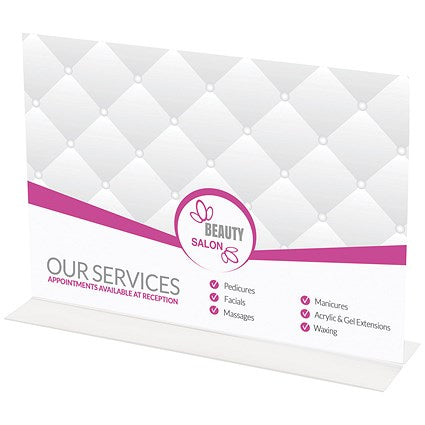 Announce Stand Up Sign Holder, A4 Landscape, Clear