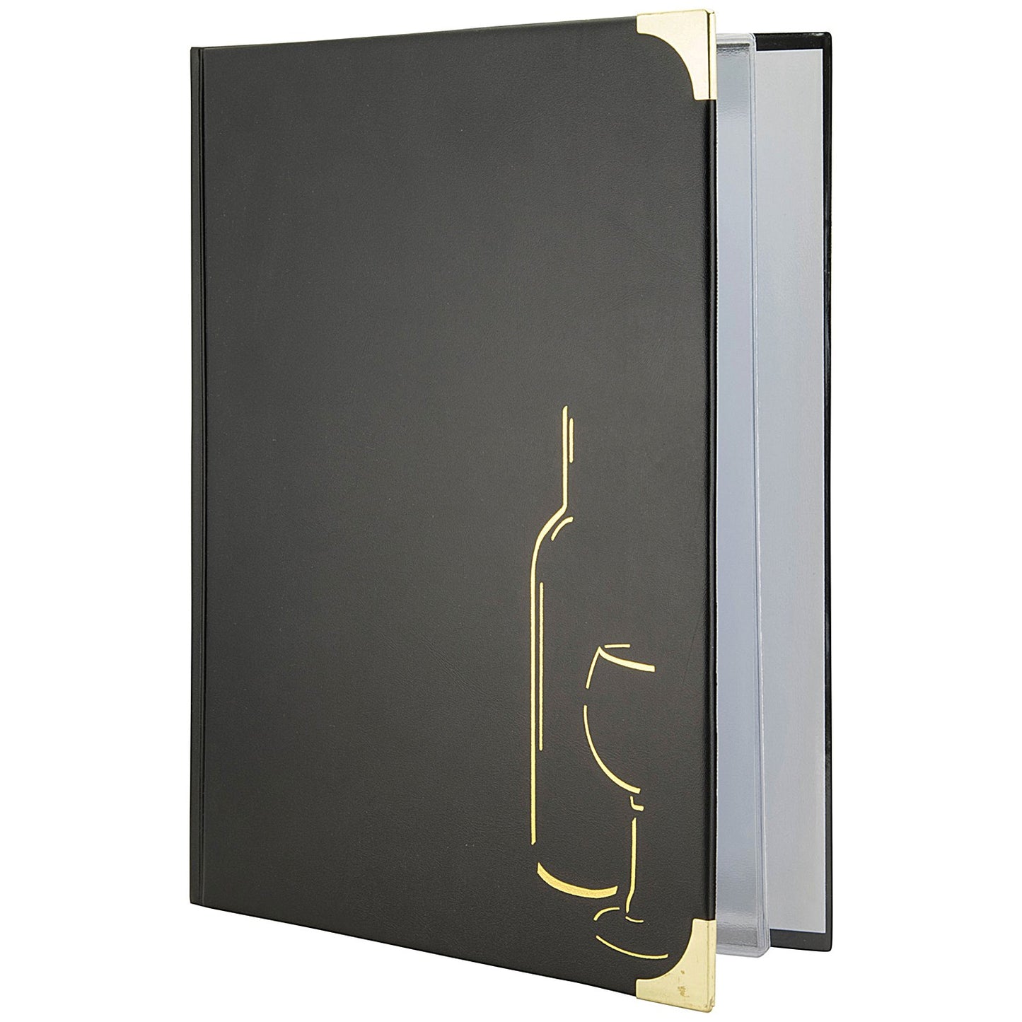 Securit Basic Range Wine Book, A4, 4 Fixed Double-sided Inserts, Black