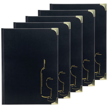 Securit Basic Range Wine Book, A4, 4 Fixed Double-sided Inserts, Black