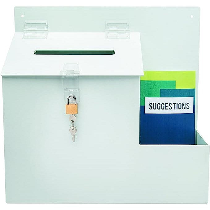 Deflecto Lockable Ballot/Suggestion Box, White