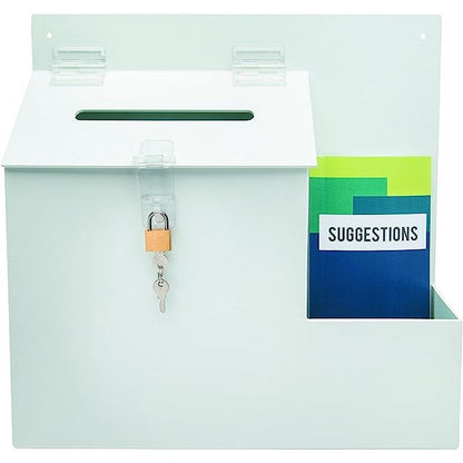 Deflecto Lockable Ballot/Suggestion Box, White