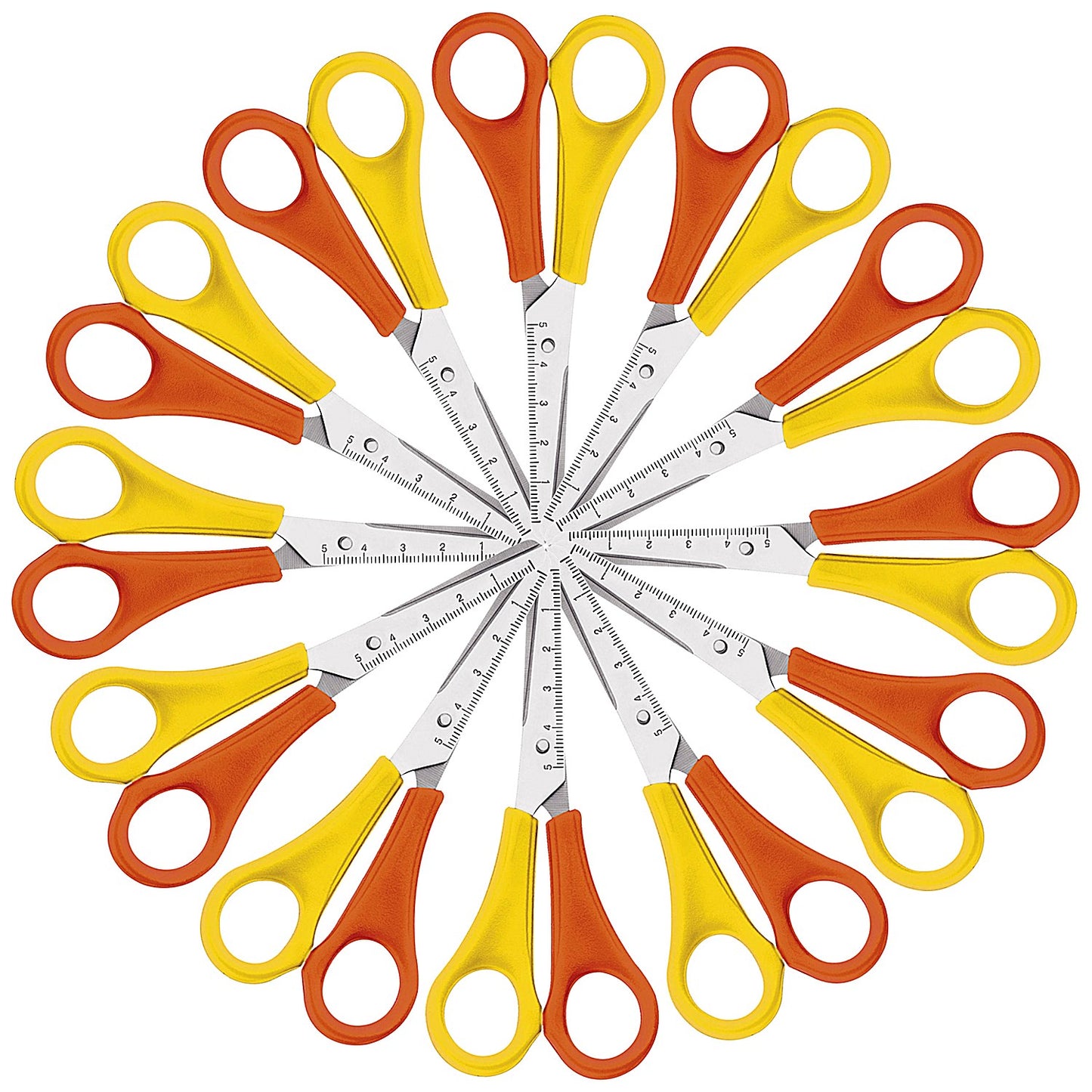 Westcott Scissors, Left Handed, 130mm, Yellow and Orange, Pack of 12