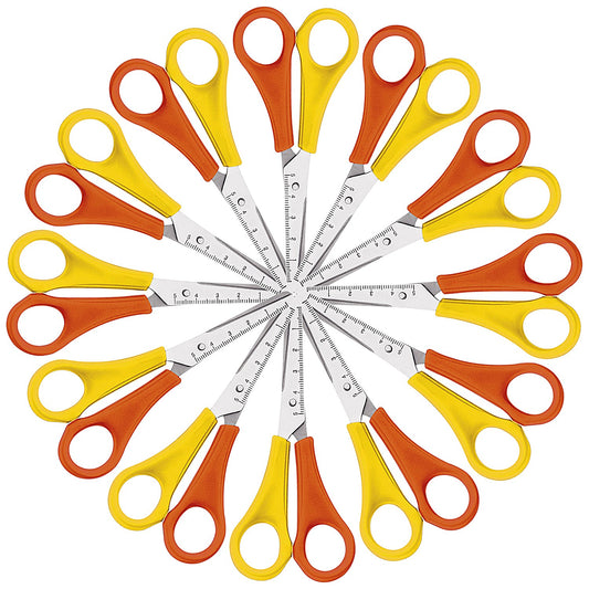 Westcott Scissors, Left Handed, 130mm, Yellow and Orange, Pack of 12