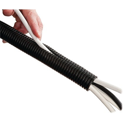D-Line Flexi Tube Cable Tidy, 25mm Diameter, 1.1m Length, Black