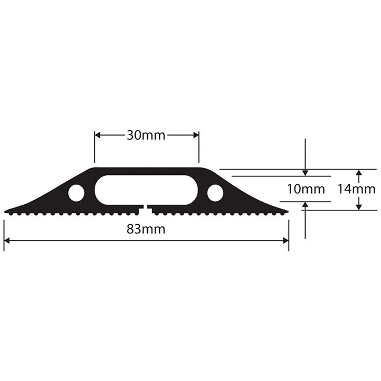 D-Line Floor Cable Cover, 30mmx10mm Channel, 1.8m Wide, Black