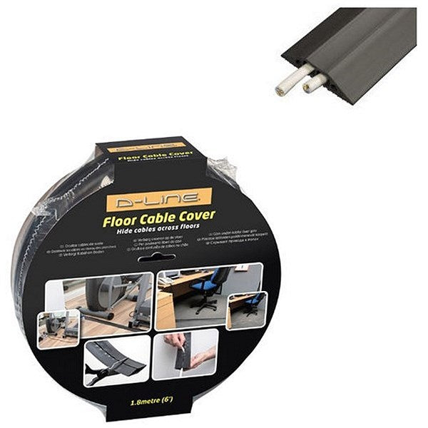 D-Line Floor Cable Cover, 30mmx10mm Channel, 1.8m Wide, Black