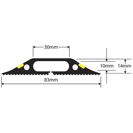 D-Line Floor Cable Cover, 30mmx10mm Channel, 1.8m Wide, Black & Yellow