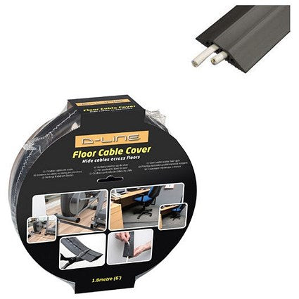 D-Line Light Duty Floor Cable Cover, 17x9mm Channel, 9m Wide, Black