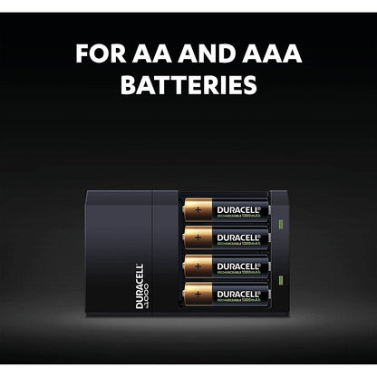 Duracell 4 Hour Batteries Charger, Comes with 2x AA and 2x AAA Batteries