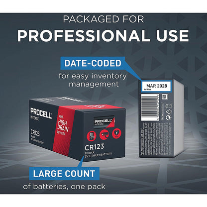 Duracell Procell Intense CR123 3V Batteries, Pack of 10