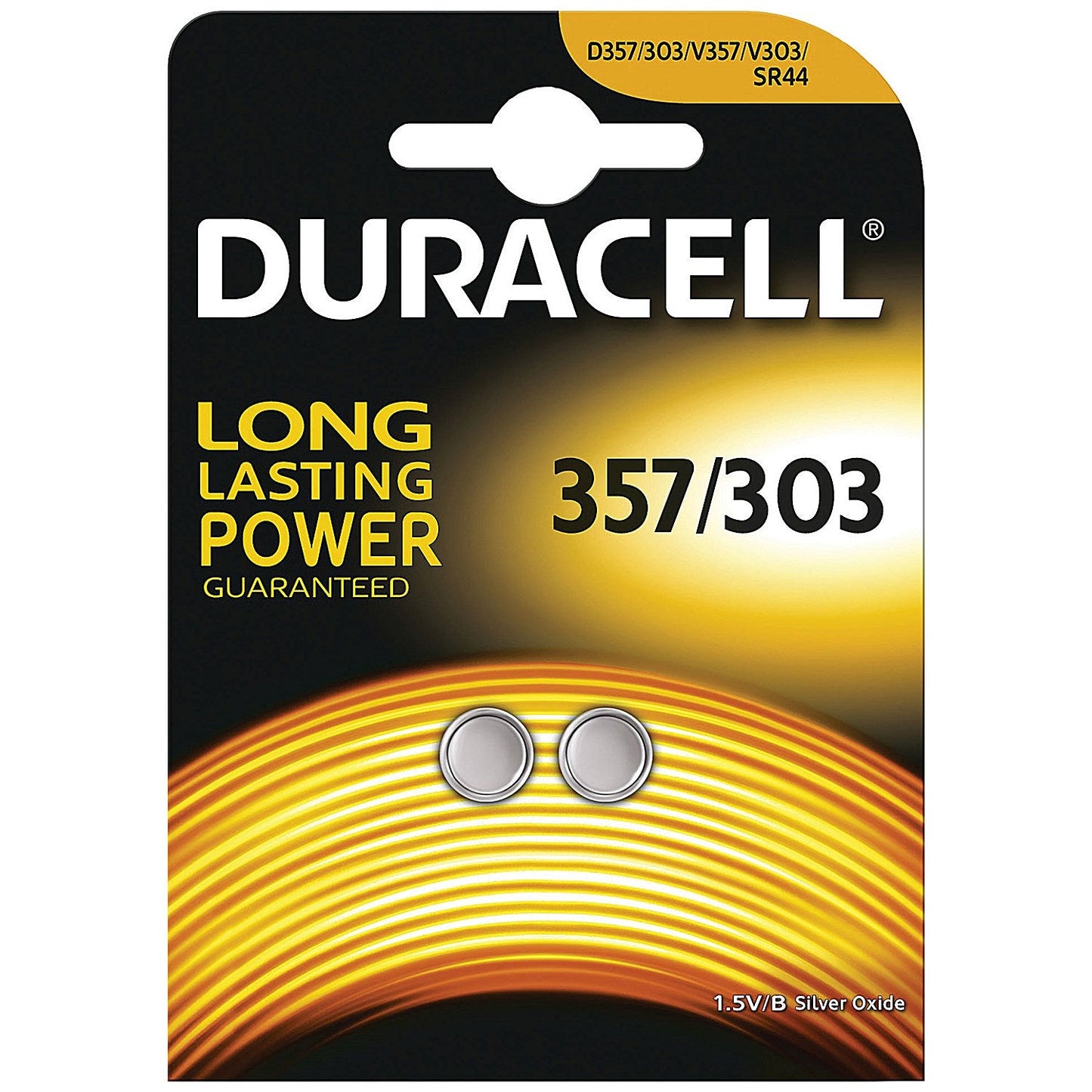 Duracell 357/303 (SR44) Silver Oxide Batteries, Pack of 2