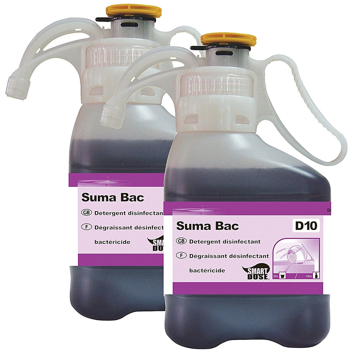 Diversey SmartDose Suma Bac D10 Detergent Surface Sanitiser, 1.4 Litres, Pack of 2