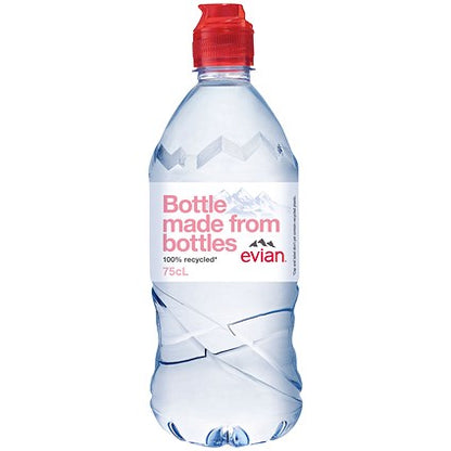Evian Natural Still Water, Plastic Bottles, 750ml, Pack of 12
