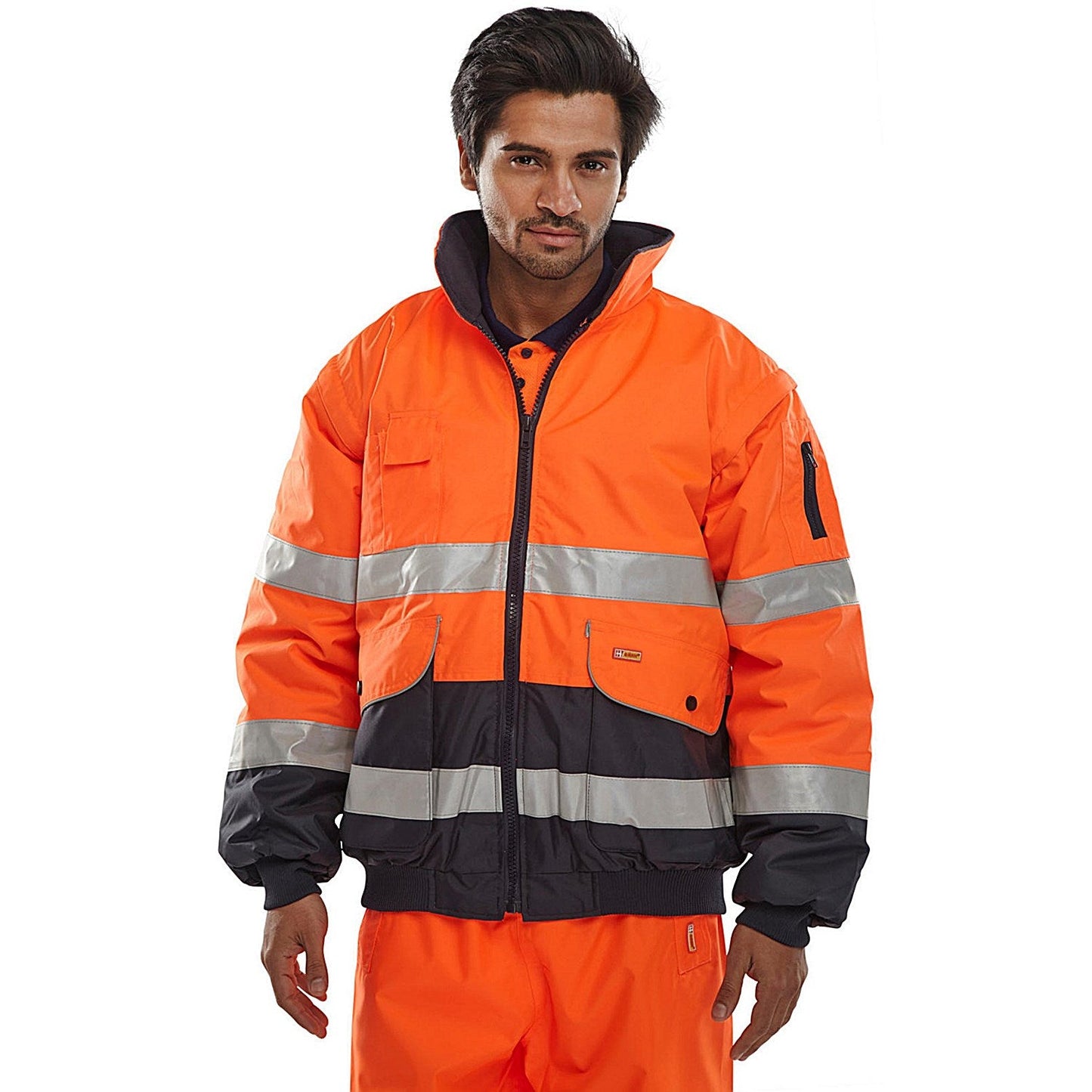 Beeswift Europa Bomber Jacket, Orange & Navy Blue, 3XL