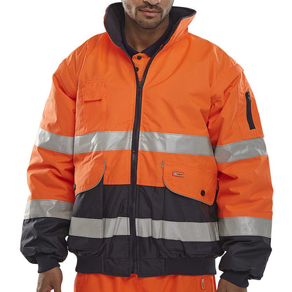 Beeswift Europa Bomber Jacket, Orange & Navy Blue, XL