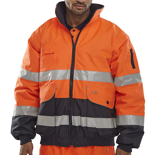Beeswift Europa Bomber Jacket, Orange & Navy Blue, XL