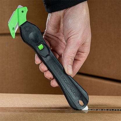 Klever Eco Xchange 35 Safety Cutter, Black/Green, Pack of 10