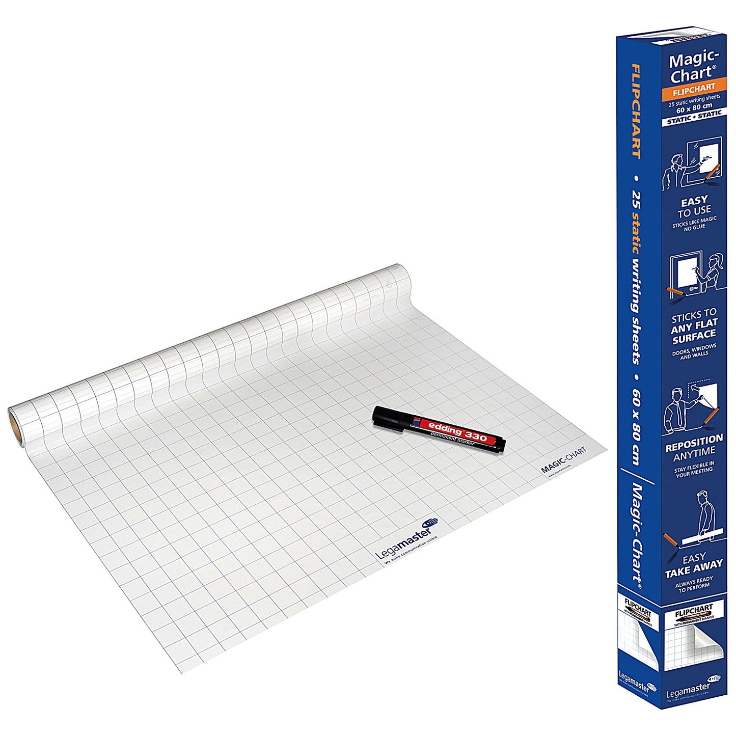 Legamaster Magic Chart Gridded Roll, White, 600x800mm