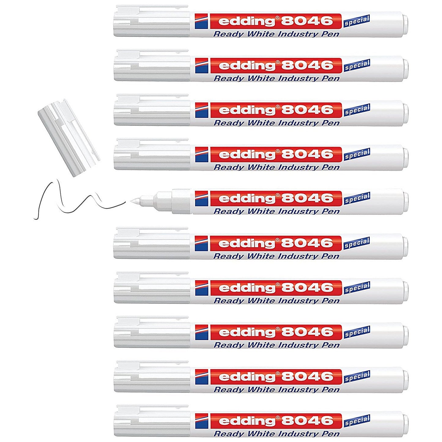 Edding 8046 Ready White Industry Pen Folding Box, Pack of 10