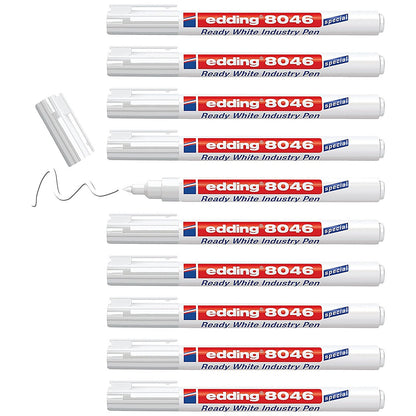Edding 8046 Ready White Industry Pen Folding Box, Pack of 10