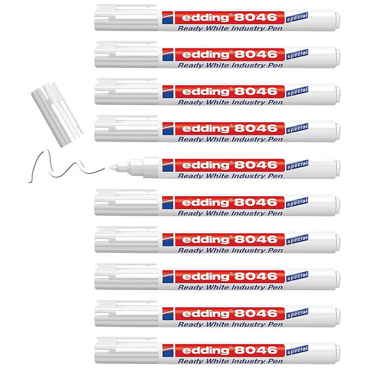 Edding 8046 Ready White Industry Pen Folding Box, Pack of 10