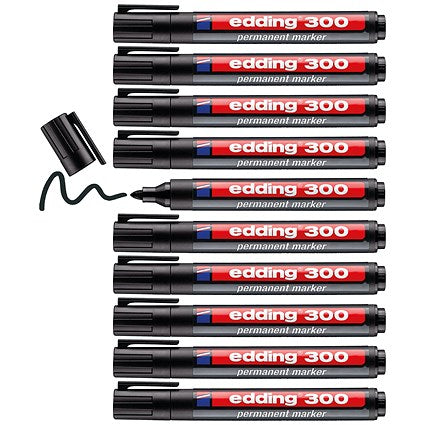 Edding 300 Permanent Bullet Tip Marker Black (Pack of 10)