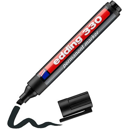 Edding 330 Permanent Chisel Tip Marker Black (Pack of 10)