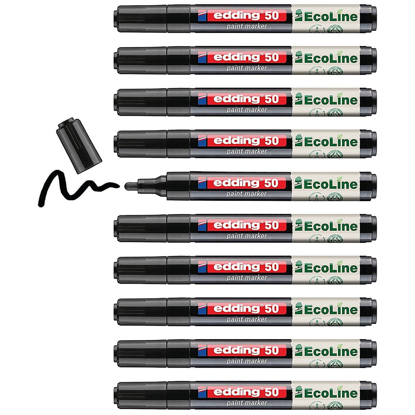 Edding E-50 Water-Based Paint Marker Medium Black (Pack of 10)