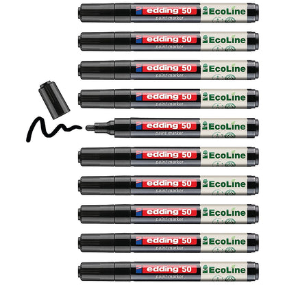 Edding E-50 Water-Based Paint Marker Medium Black (Pack of 10)