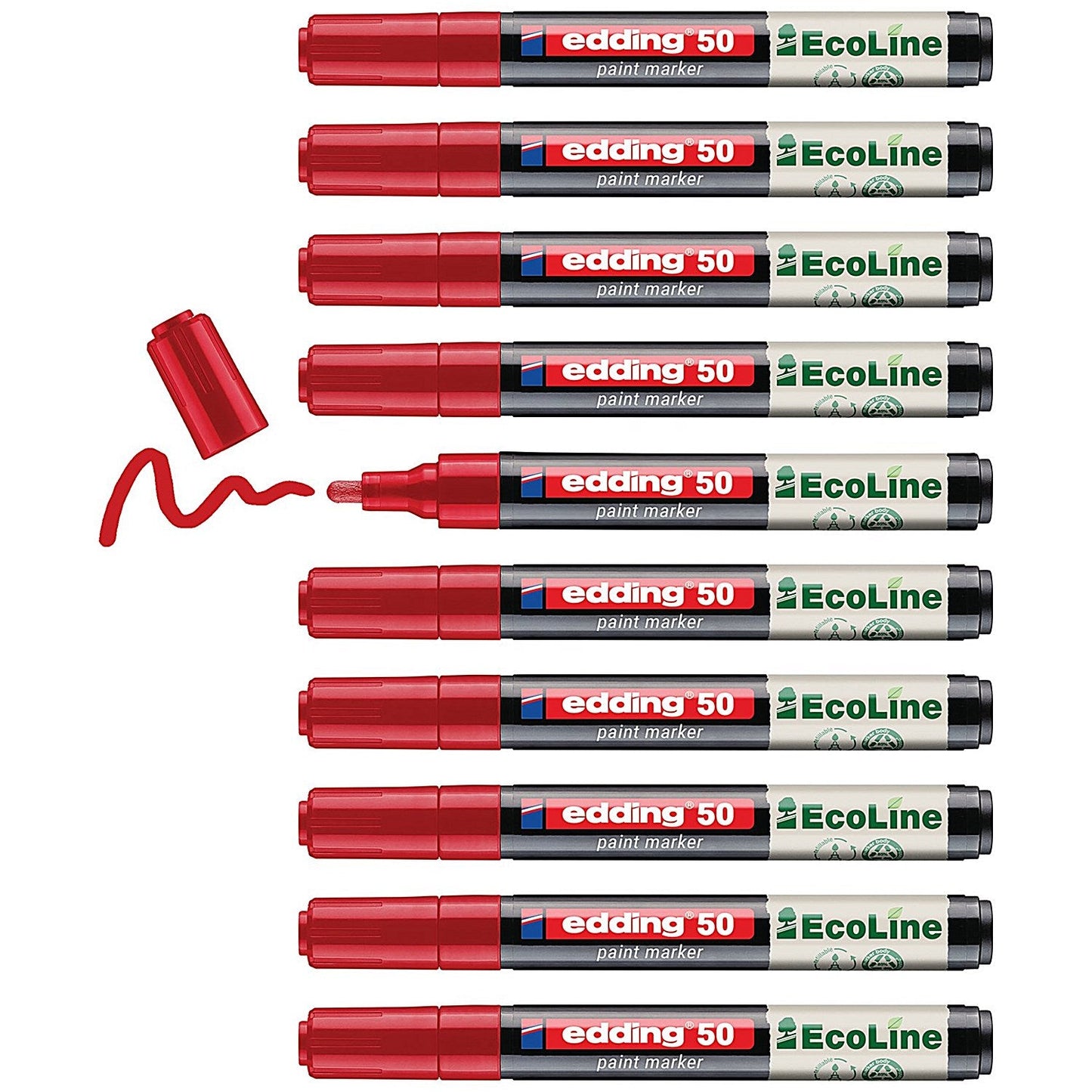 Edding E-50 Water-Based Paint Marker Medium Red (Pack of 10)