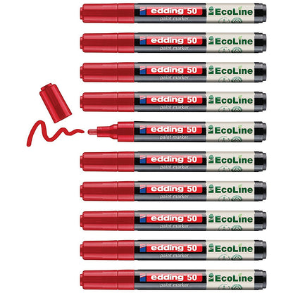 Edding E-50 Water-Based Paint Marker Medium Red (Pack of 10)