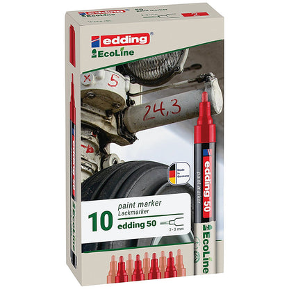 Edding E-50 Water-Based Paint Marker Medium Red (Pack of 10)