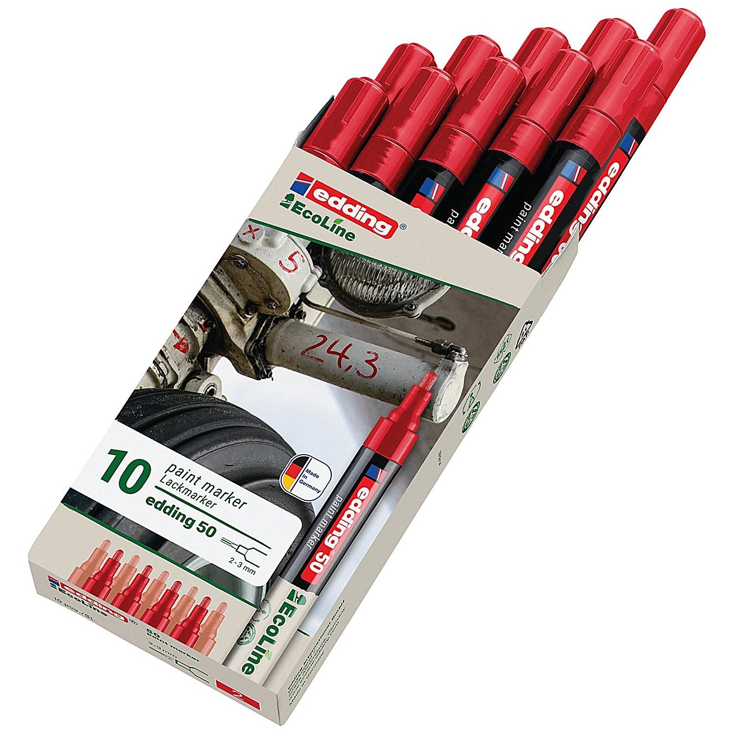 Edding E-50 Water-Based Paint Marker Medium Red (Pack of 10) Easy2Order : ED07246