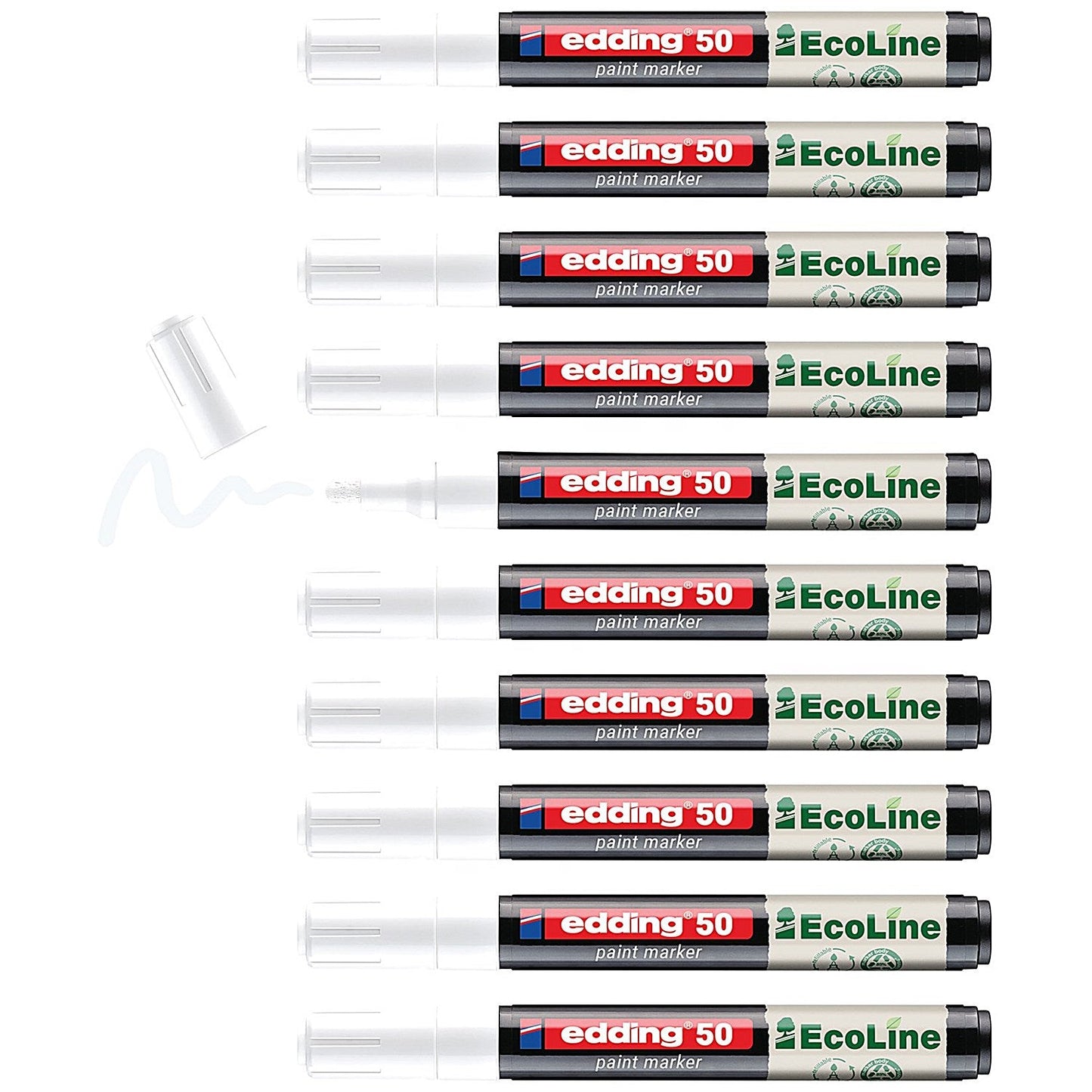 Edding E-50 Water-Based Paint Marker Medium White (Pack of 10)
