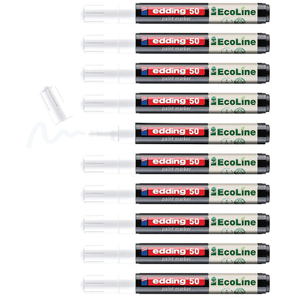 Edding E-50 Water-Based Paint Marker Medium White (Pack of 10)