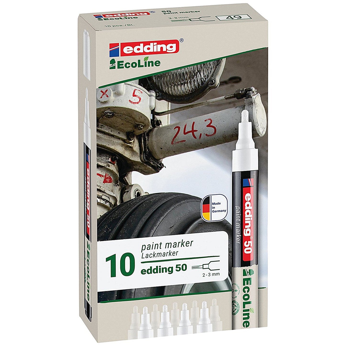 Edding E-50 Water-Based Paint Marker Medium White (Pack of 10)