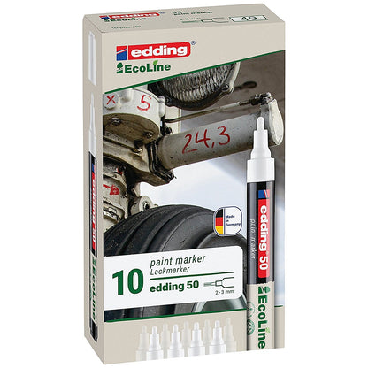 Edding E-50 Water-Based Paint Marker Medium White (Pack of 10)